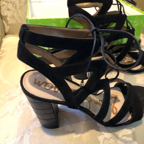 Sam Edelman black suede high heel dress sandals. - Picture 5 of 6